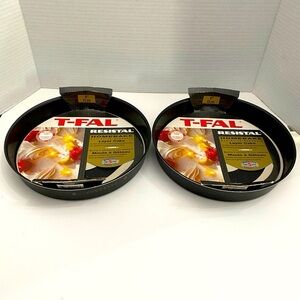 Two NWT T-Fal Resistal 9” Nonstick Bakeware Layer Cake Pans Honeycomb Protection